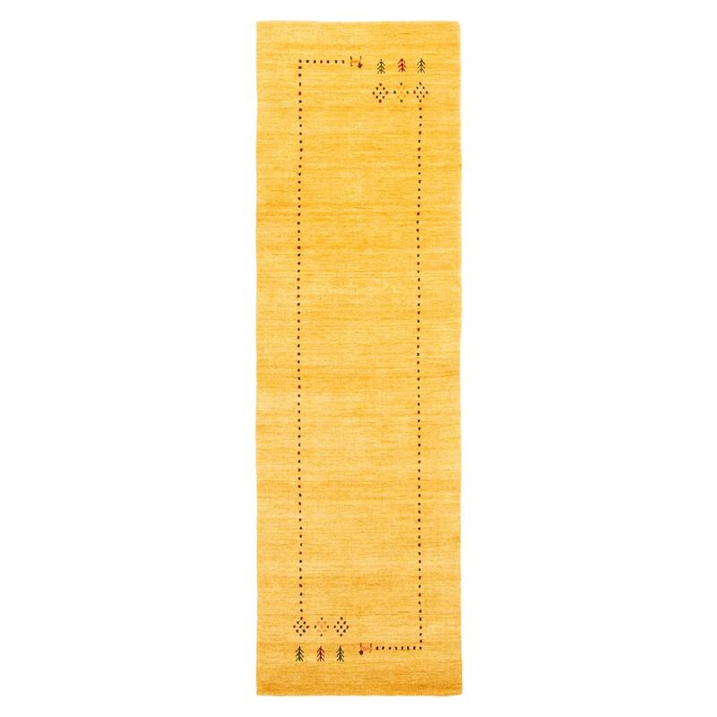 ECARPETGALLERY Hand Loomed Kashkuli Gabbeh Dark Gold Wool Rug - 2'4 x 7'9