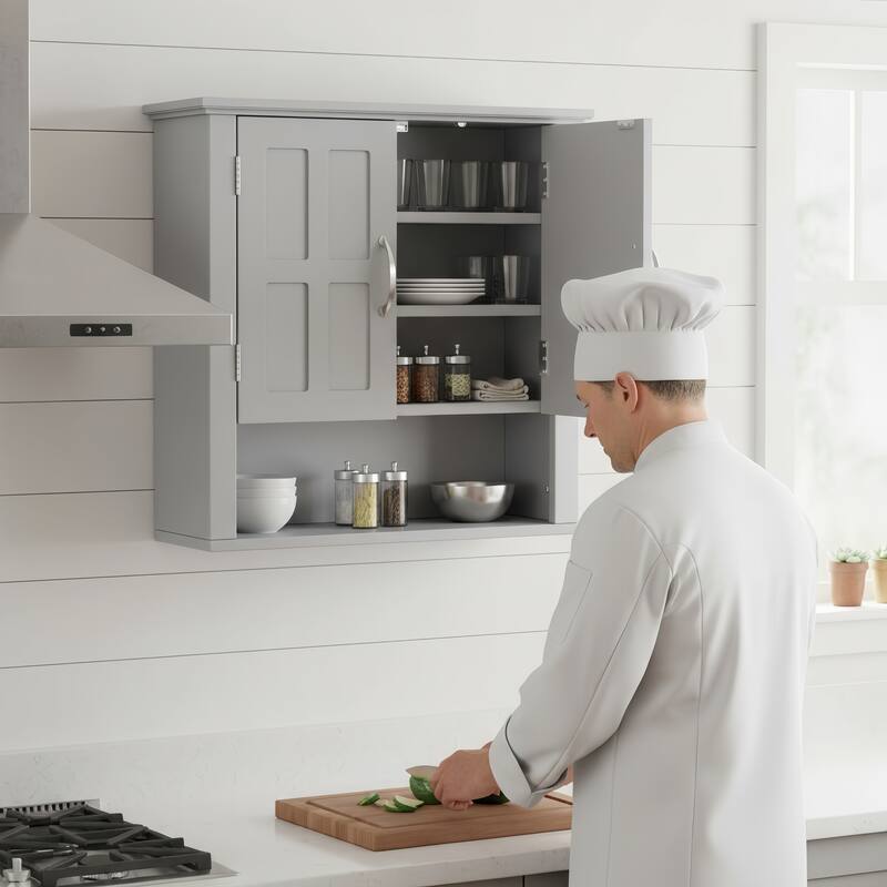 Bathroom Wall Storage Cabinet, Multi -functional Wall Mounted Cabinet with Adjustable Shelves, Medicine Cabinet