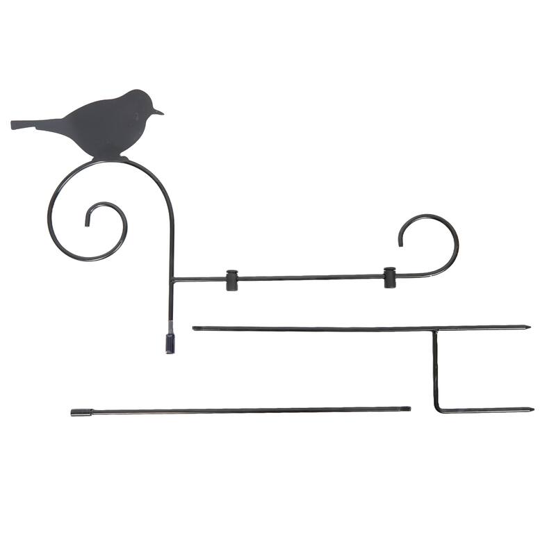 Alpine Corporation LJJ1792HH 45" Tall Bird Silhouette Garden Flag Holder Stake, Outdoor Metal Flagpole Stand for Yard, Pathway