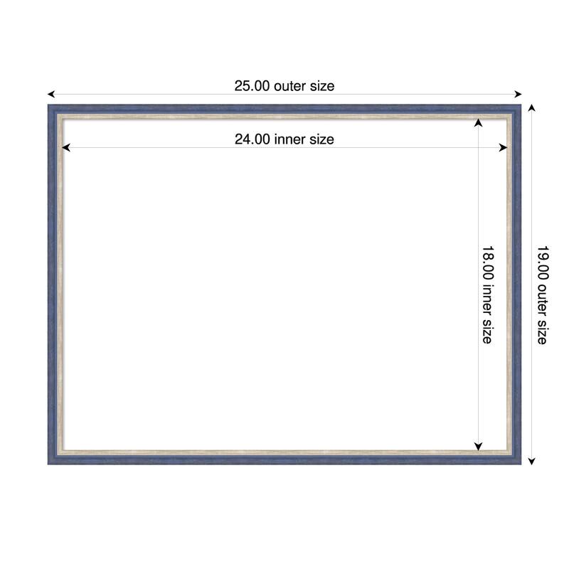 Amanti Art Theo Black Silver Narrow Framed Dry Erase Magnetic Board - 25 x 19 in - Theo Blue Narrow