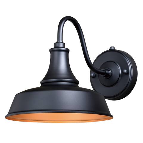 Dorado 1 Light Dusk to Dawn Bronze Gold Farmhouse Barn Dome Outdoor Wall Lantern - 9-in W x 9-in H x 13.25-in D