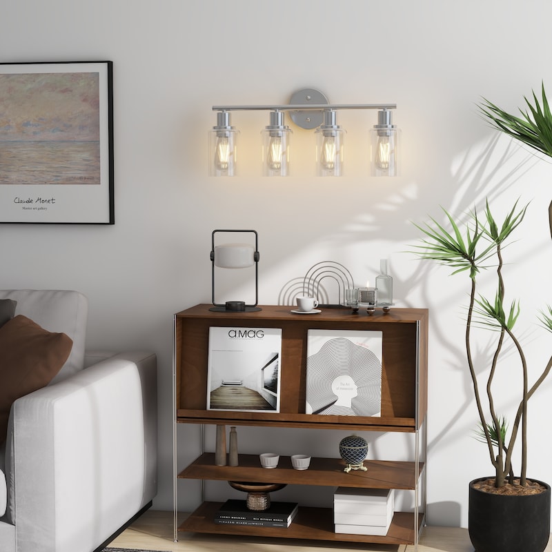 4-Light Bathroom Vanity Light with Clear Glass