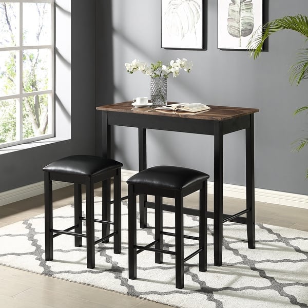 slide 2 of 10, Gendt Industrial Walnut Wood 2-Tone 3-Piece Counter Height Table Set by Copper Grove