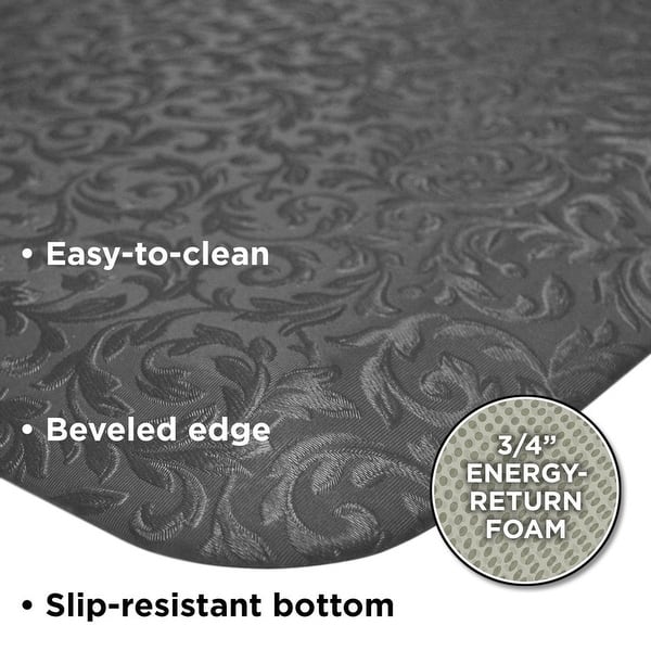 NewLife By GelPro Prof. Grade Embossed Vine AntiFatigue MatGrey Mist