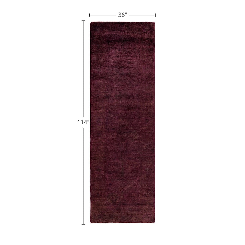 Contemporary Overdyed Wool Hand Knotted Runner - 3' 0" x 9' 6"