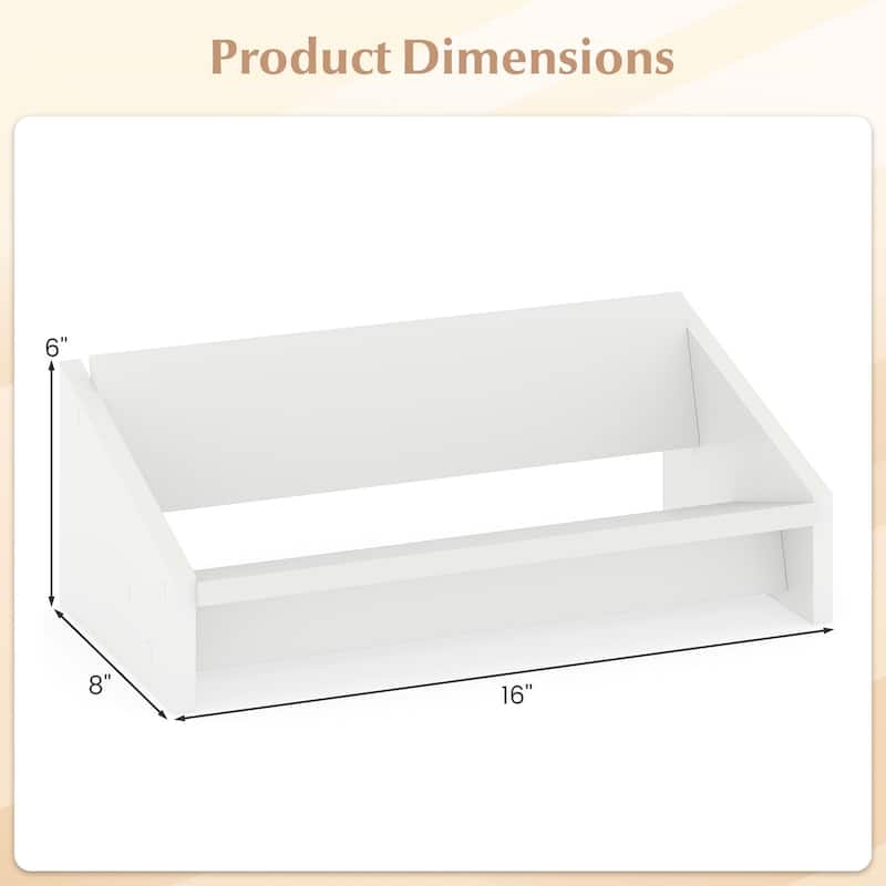 Gymax 2PCS-Wooden Tilting Bookcase Space-Saving Desktop Shelf for