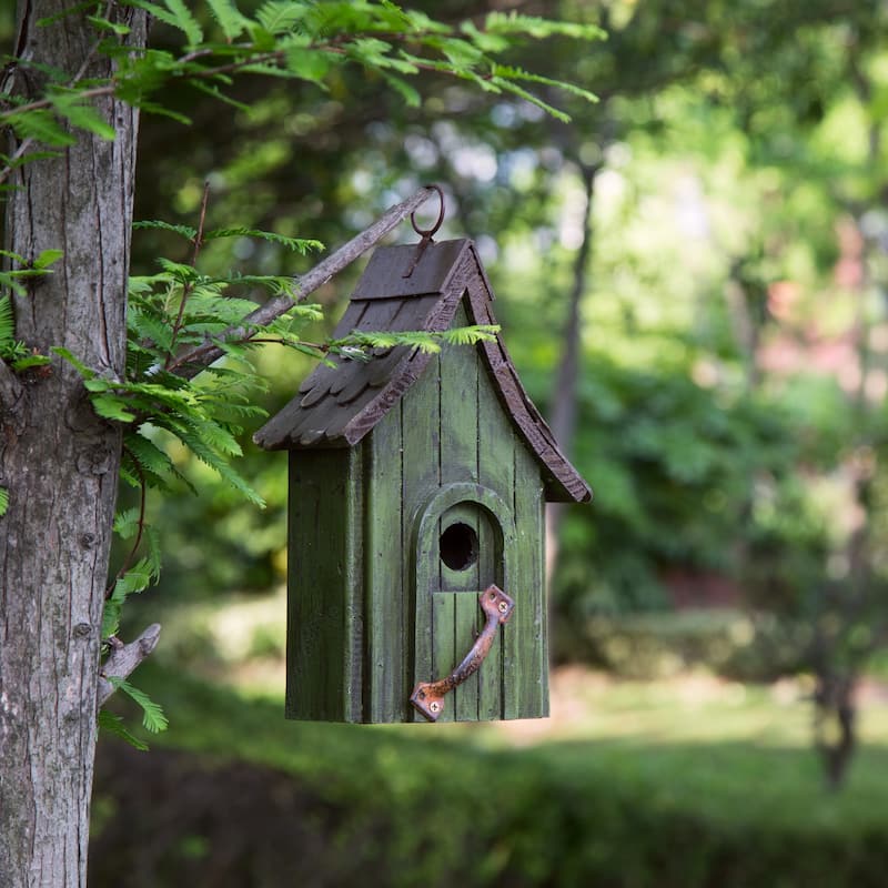 Glitzhome 11.75"H Wooden Hand Painted Distressed Birdhouse