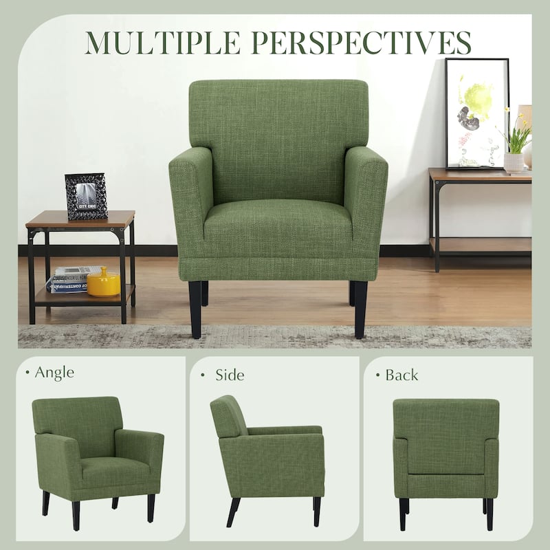 Modern Upholstered Armchair - Plush Fabric Accent Chair for Living Room & Bedroom