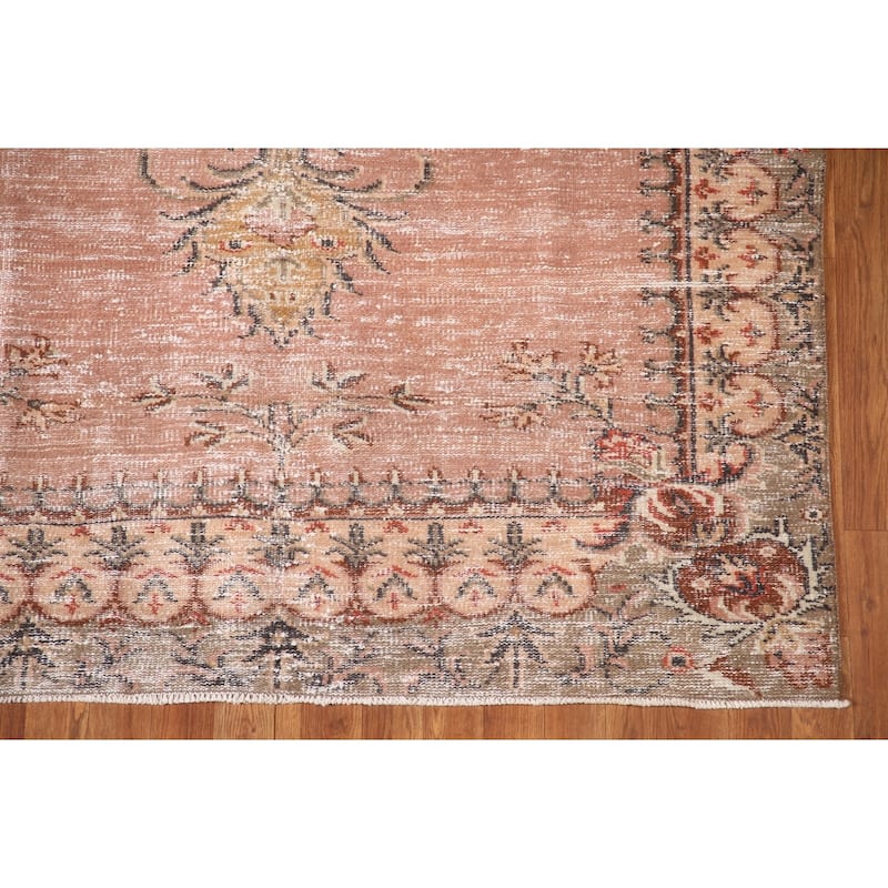 Distressed Sparta Turkish Vintage Rug Hand-Knotted Wool Carpet - 5'0"x 8'11"
