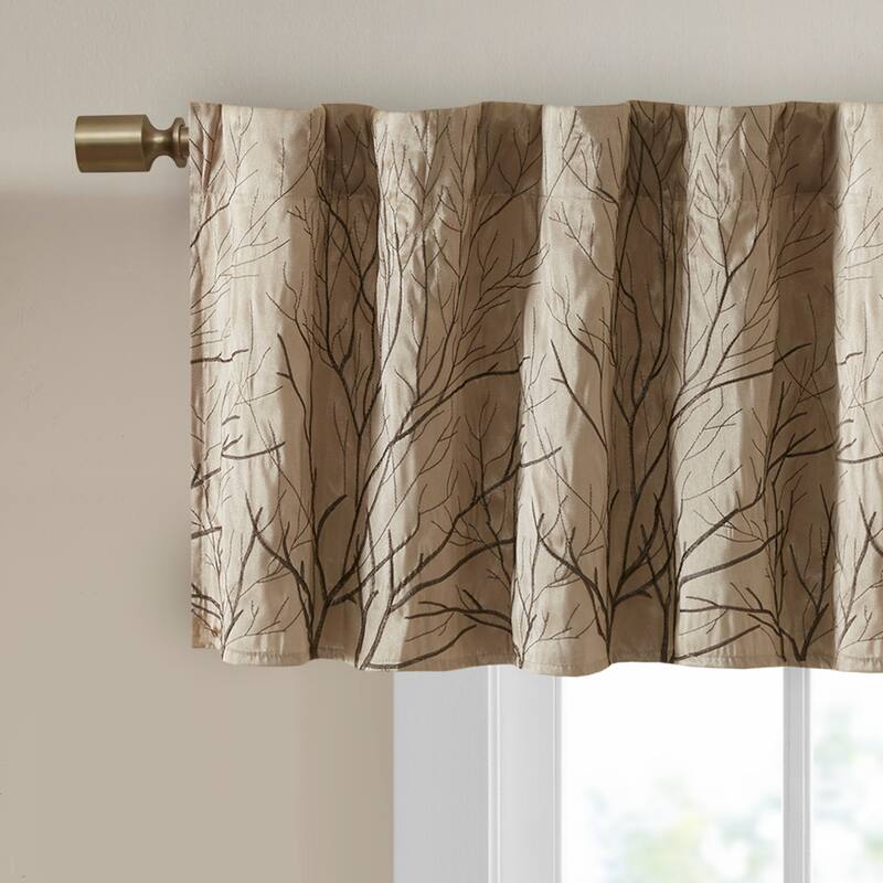Madison Park Eliza Faux Silk Embroidered Window Valance - 50 x 18"