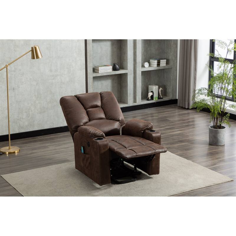 Microfiber Power Motion Heating Message Recliner with USB Charge Port