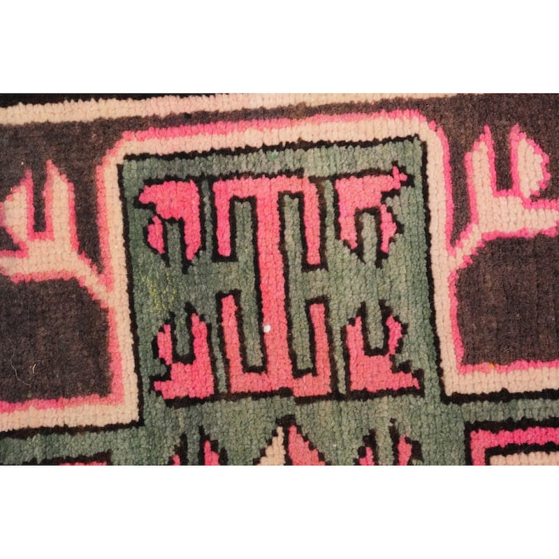 Hand Knotted Oriental 100% Wool Carpet Traditional Geometric Multi-Colored Meshkin Runner Rug - 9' 9'' X 3' 11''