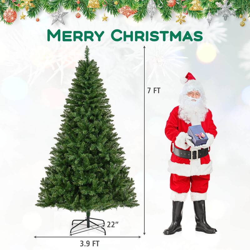 Costway 5/6/7 FT Artificial Christmas Tree with 510/814/990 Branch - See Details - Green