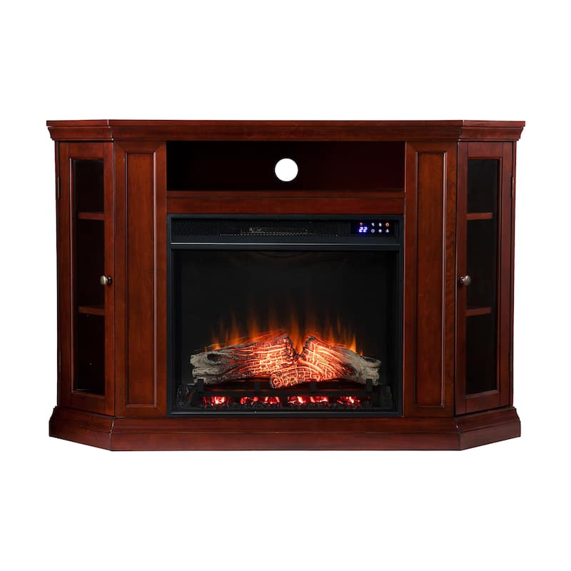 SEI Furniture Tyhee Cherry Convertible Corner Media TV Stand Fireplace for TV's up to 50"