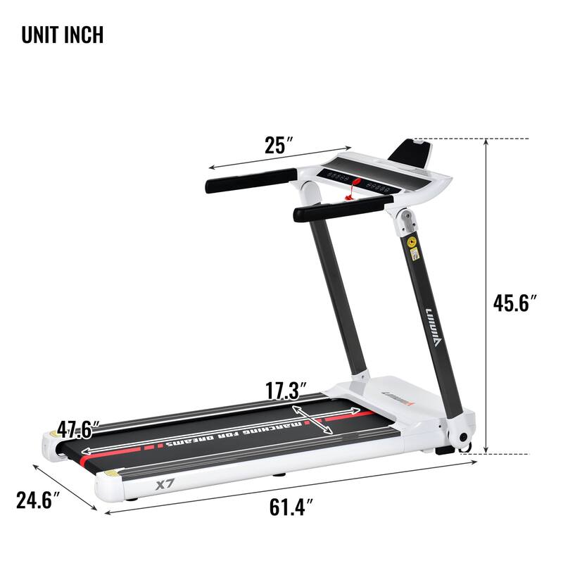 Foldable Compact Medium Treadmill,Electric Motorized 3.5HP,14KM/H