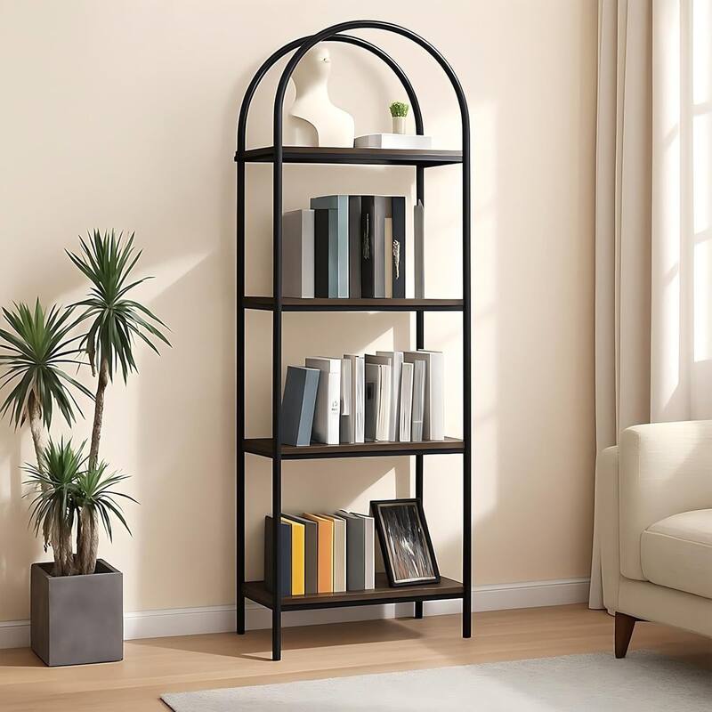 4-Tier Modern Storage Arched Display Rack, Bookshelf for Bedroom, Living Room - N/A