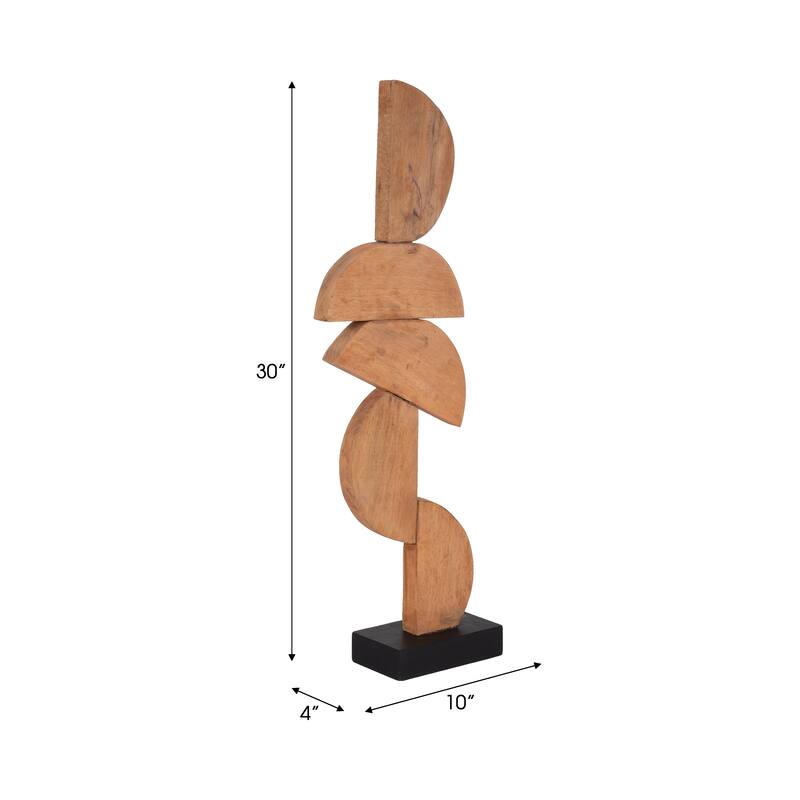 Sagebrook Home Brown Wood Half Circles Stacking Abstract Sculptures