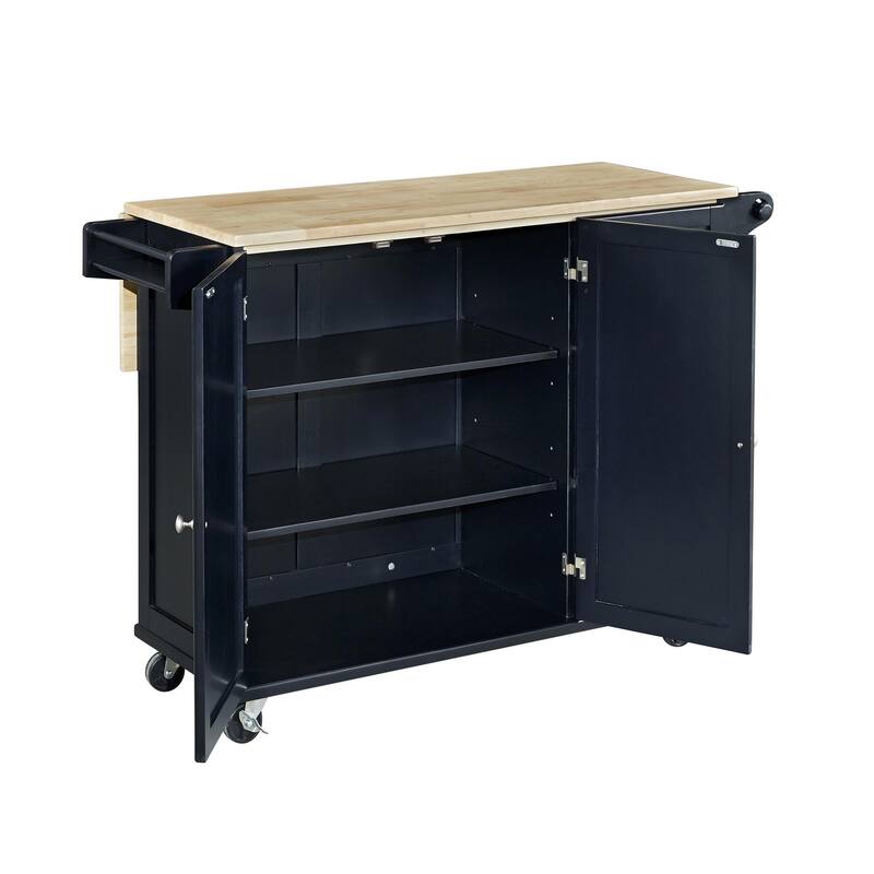 3-Drawer Drop Leaf Kitchen Cart with Wood Top by Homestyles