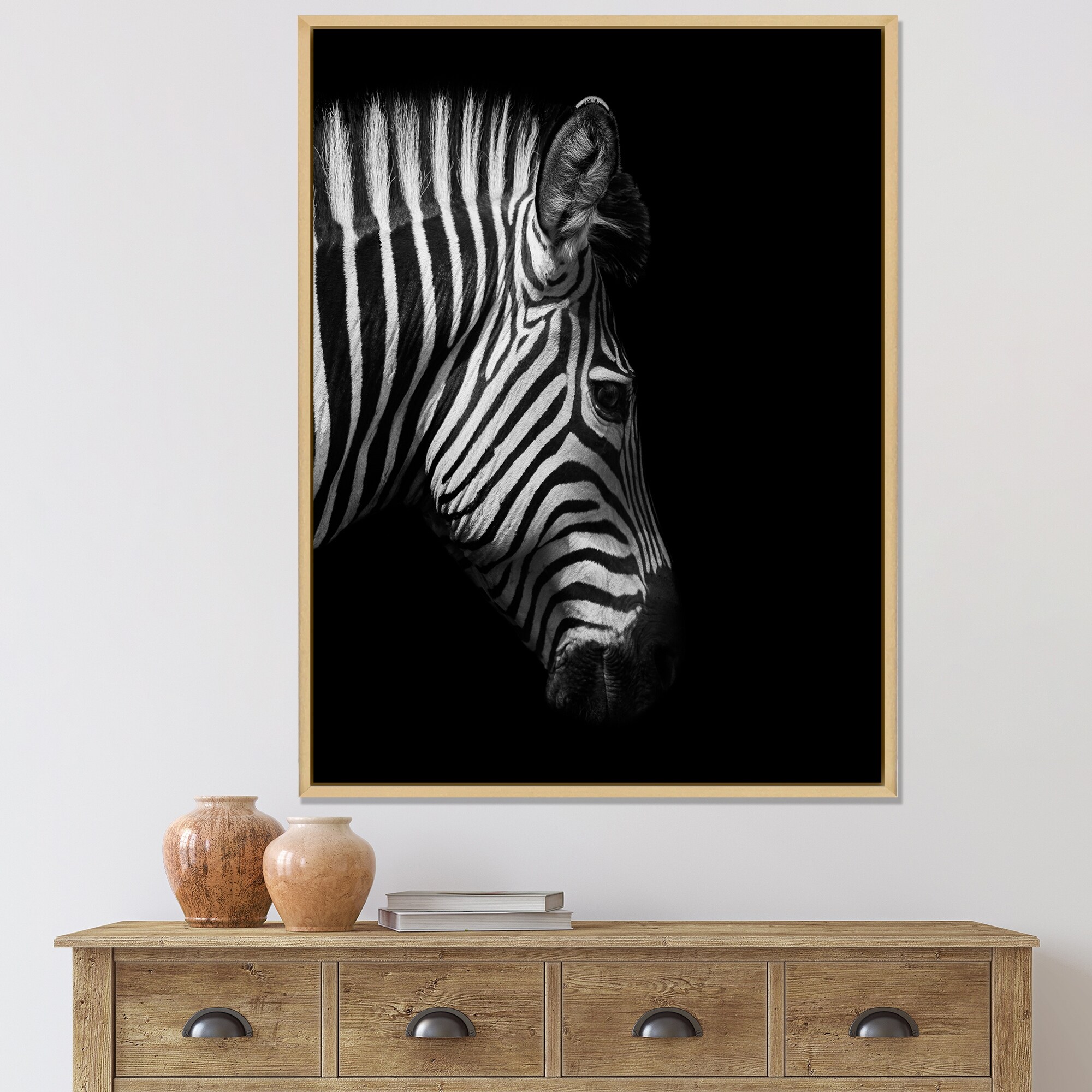 thumbnail image 2 of Black And White Zebra Head Canvas Wall Art Print - Multiple Sizes 12x8 To 36x24 2 of 4