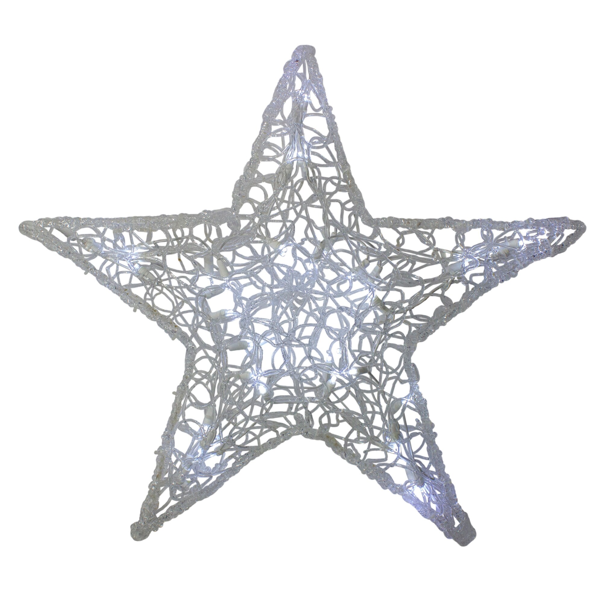 Shop 24 Twinkling Pure White Led Lighted Hanging Spun Glass Star