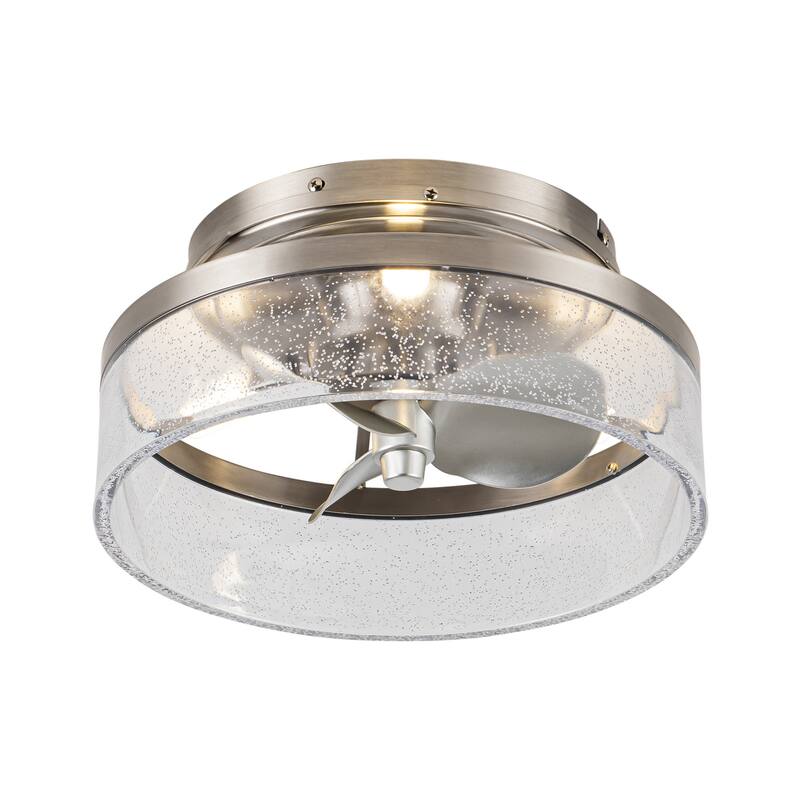 13" Modern Sand Nickel Flush Mount Ceiling Fan with LED Light and Remote