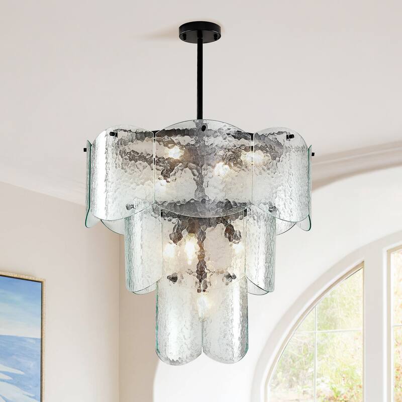 23.66" Modern 8 - Light Dimmable Tiered Chandelier
