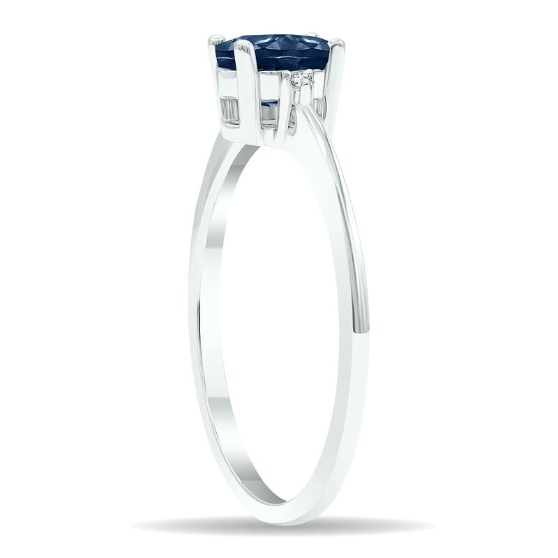 Women's Sapphire and Diamond Classic Band in 10K White Gold