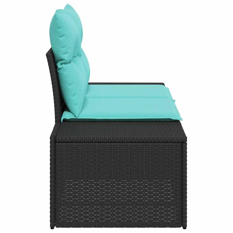 vidaXL Garden Sofa with Cushion Black 184 x 62 x 85cm poly rattan - 72.4 x 24.4 x 33.5