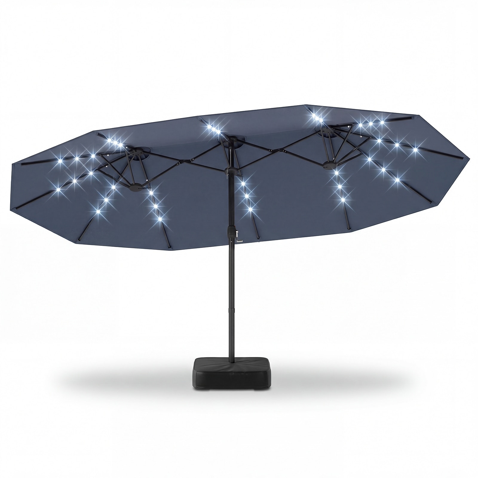 15 black double patio umbrella AreShark 15FT Outdoor with Crank, Large Rectangular Market Umbrella, Double-Sided Outdoor Umbrellas with Cross Base & Sandbag for Porch, Lawn, Pool, Backyard, : Patio, Lawn & Garden and you can enjoy night talk with friends and family under the romantic light PURPLE LEAF Patio Market Umbrella