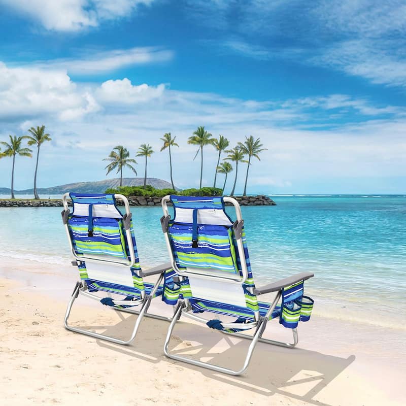 Costway 4-Pack Folding Backpack Beach Chair 5-Position Outdoor - See Details