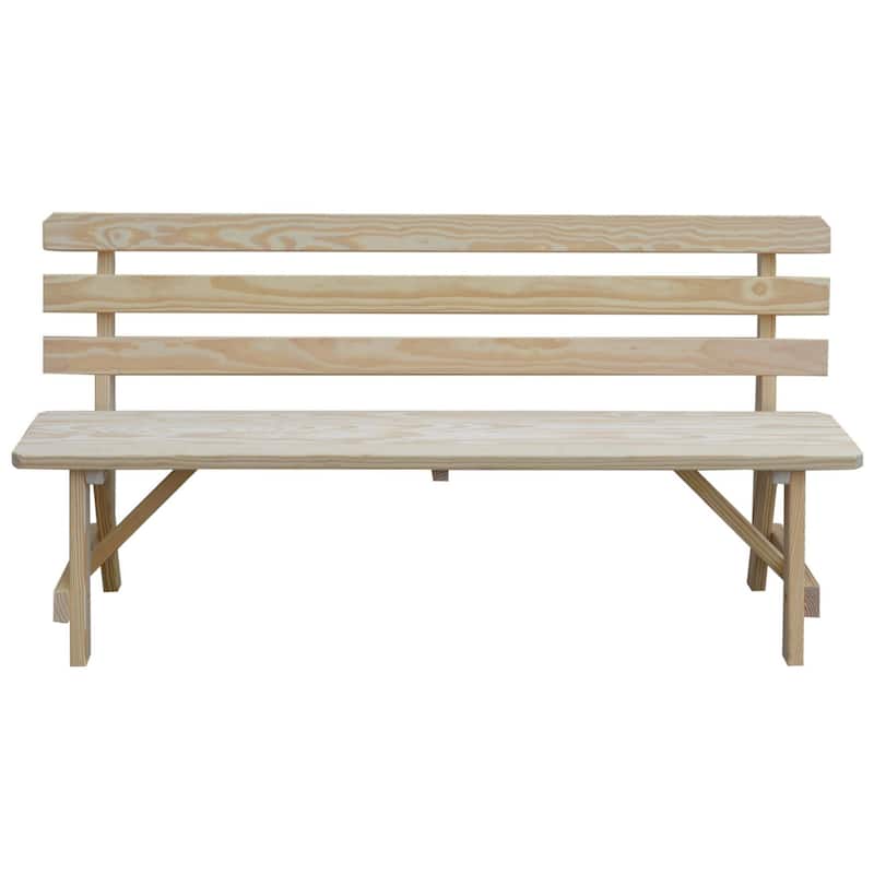 Pine 5' Traditional Backed Bench - Unfinished