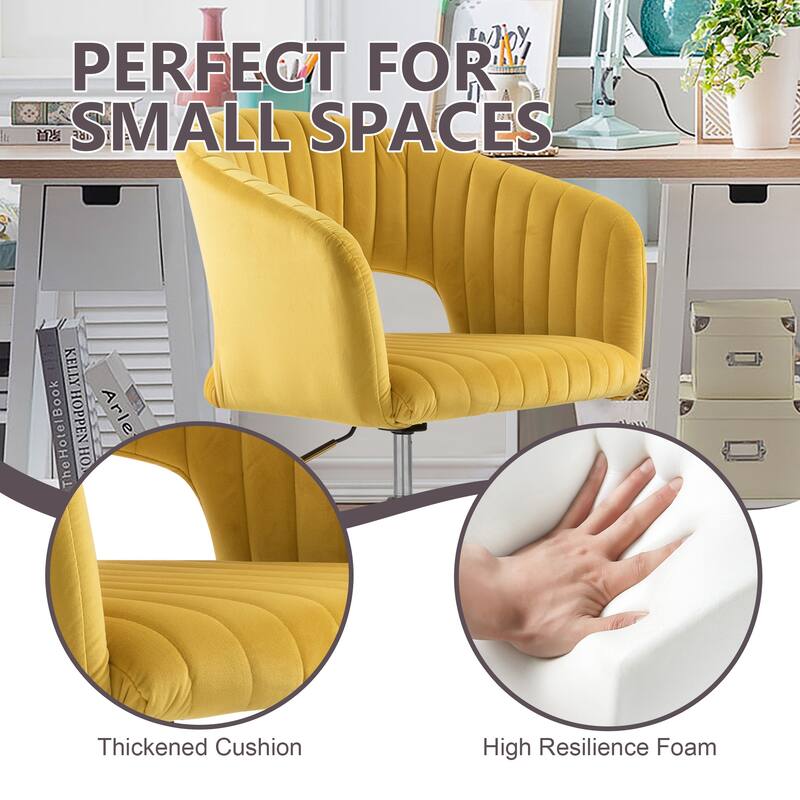 HOMEFUN Velvet Upholstered Swivel Adjustable Height Home Office Chair With Wheels