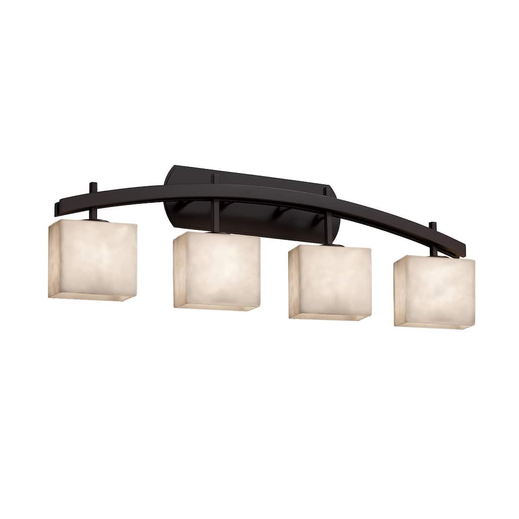 Justice Design Clouds Archway 4-light Dark Bronze Bath Bar, Clouds Rectangle Shade