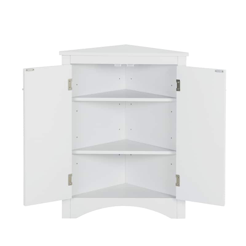 Roomfitters Triangle Bathroom Storage Cabinet with Adjustable Shelves Freestanding Floor Unit for Home or Kitchen