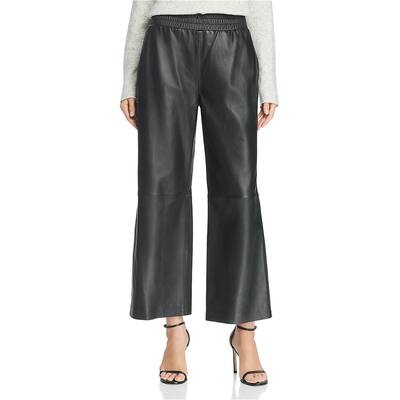 French Connection Womens Leather Casual Wide Leg Pants,, Black, 6