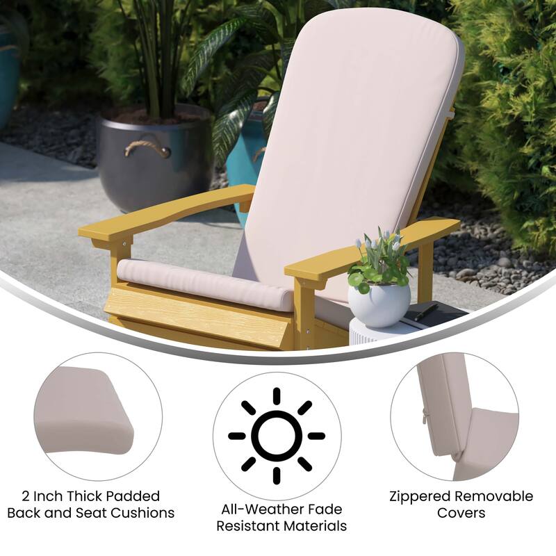 Indoor/Outdoor Rocking Adirondack Chairs with Cushions - Set of 2 - 29.5"W x 37.75"D x 39.5"H