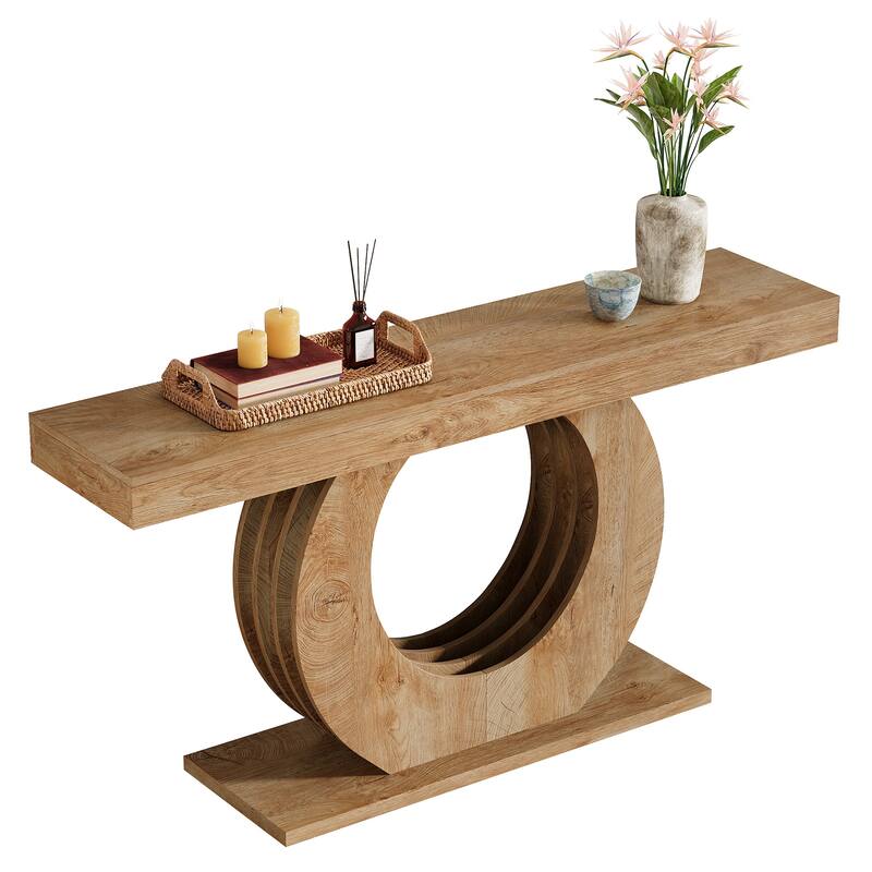 Wood Console Sofa Table, 63-Inch Rustic Farmhouse Entryway Table