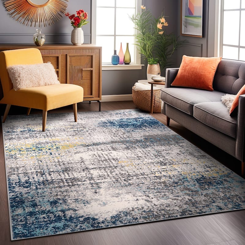 World Rug Gallery Geneva Contemporary Distressed Absract Area Rug