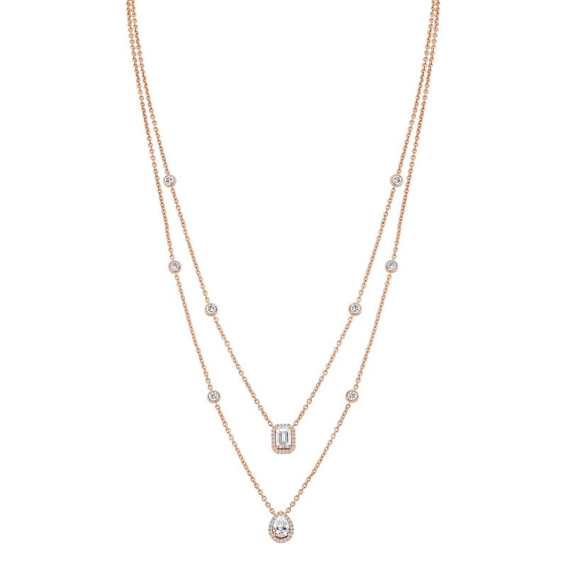 Auriya 14K Gold Lab Grown Halo Diamond Pendant Necklace 2.50ct. tw. (F-G VS)