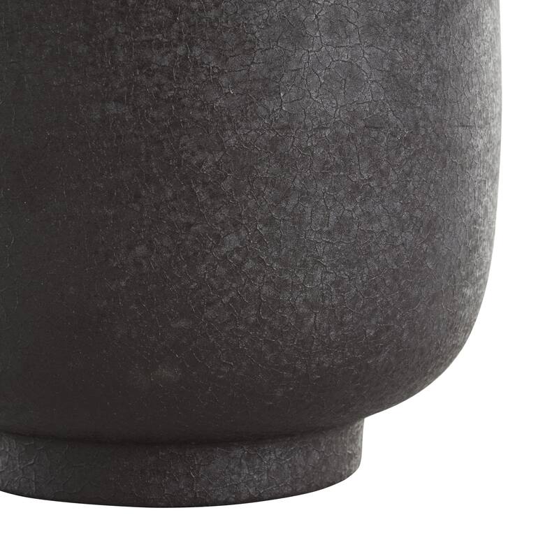 Metal Textured Rounded Decorative Vase - Black - Roche River Decor