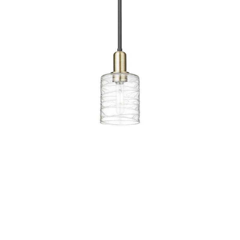 Innovations Lighting 716-1S-10-5 Cobbleskill Pendant Cobbleskill 5" - Black Antique Brass / Deco Swirl