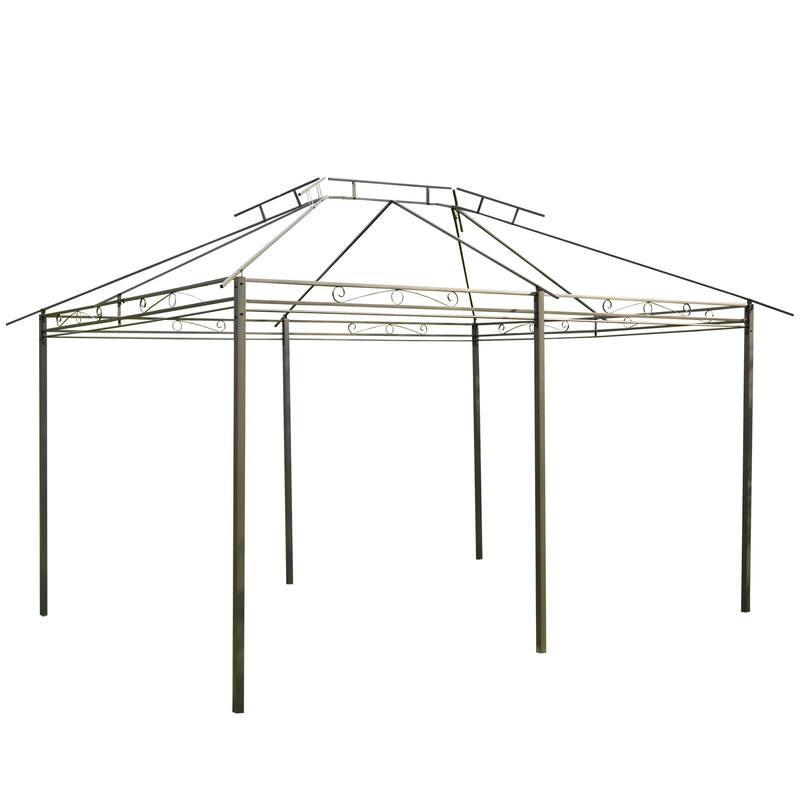 Outsunny 2-tier Grey Outdoor Garden Gazebo with Removable Curtains