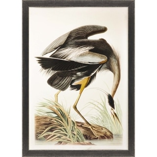 HomeRoots Great Blue Heron Framed Art Brown Picture Frame Print Wall ...
