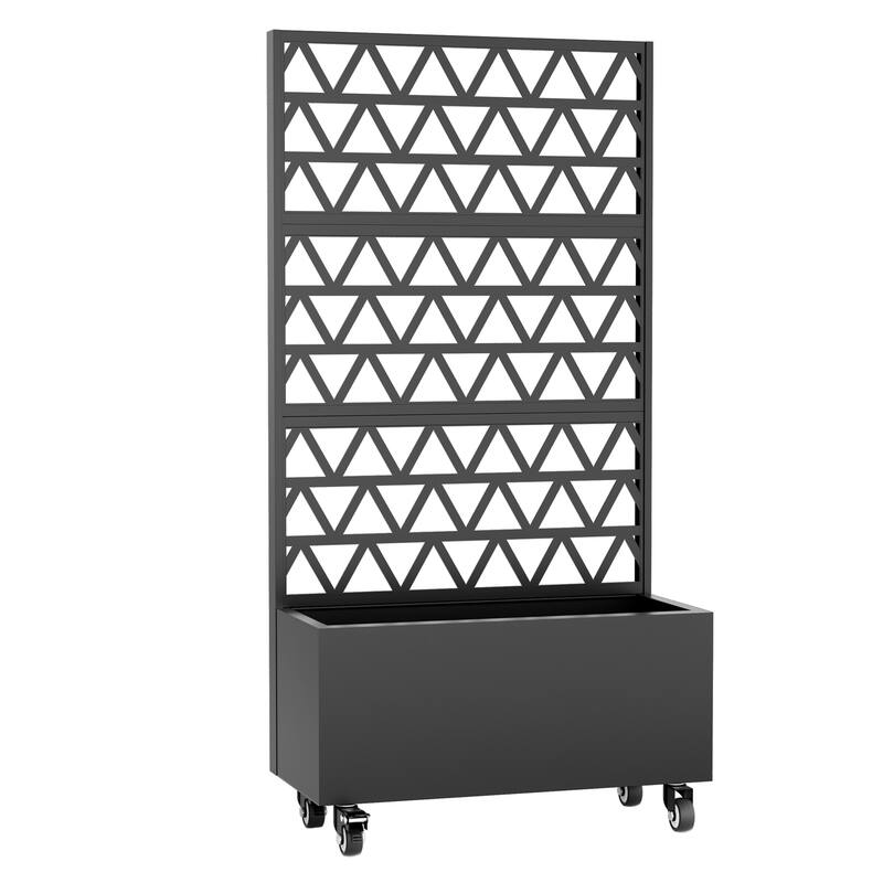 Outdoor Elevated Planter Box with Trellis Casters for balconies garden