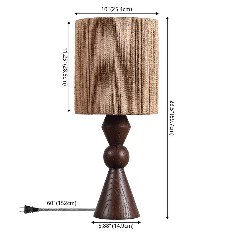 Orbic Taper 23.5" Resin/Metal LED Table Lamp with Paper Rope Shade, By JONATHAN Y