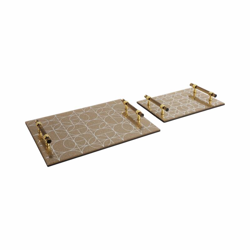 Glass Serving Trays with Modern Handles Stylish Accent (Set of 2) - 16" x 12" x 2"