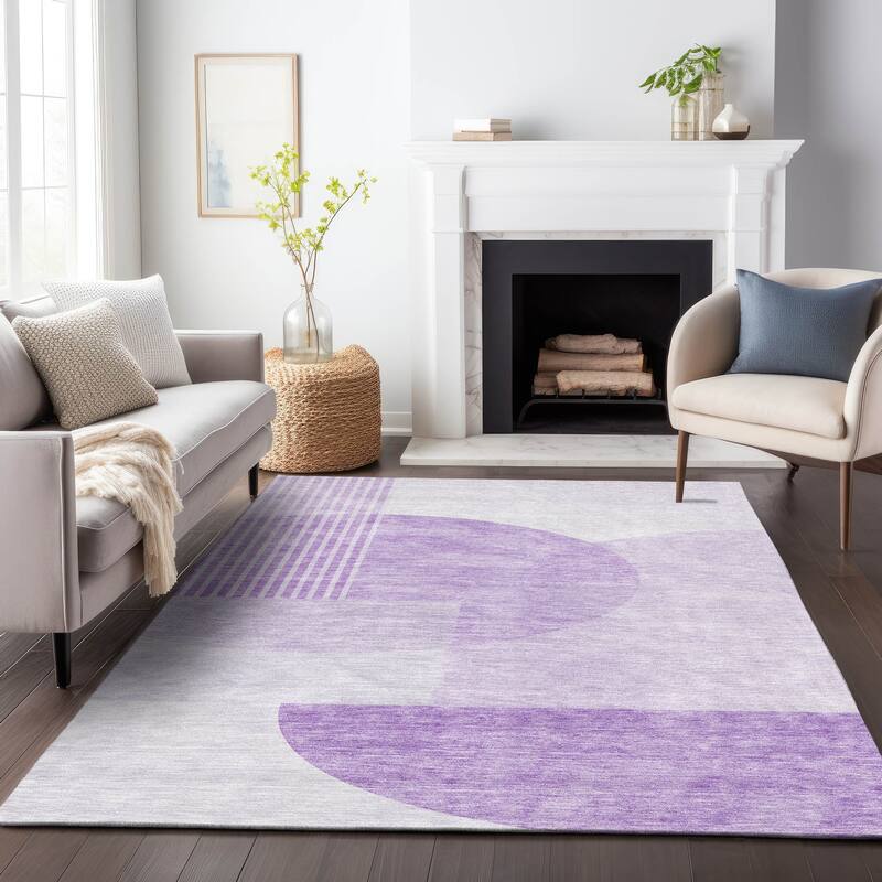 Premium Washable Super Soft Modern Deco Mayfield Rug - Purple - 9' x 12' - Rectangle