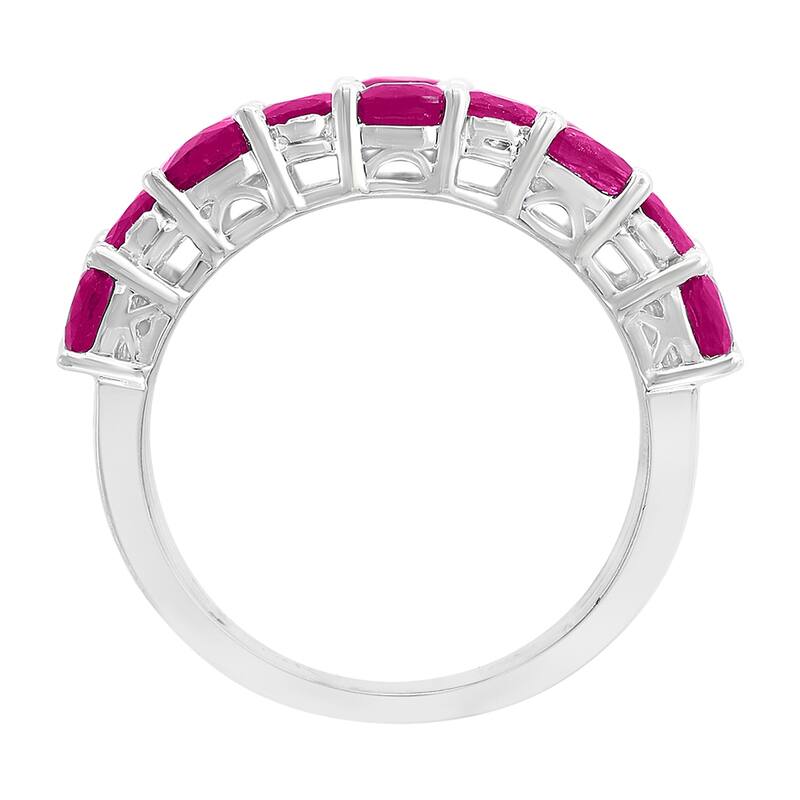 Effy Jewelry Ruby Stacked Ring with Diamonds in 14K White Gold, 3.58 TWC Size- 7
