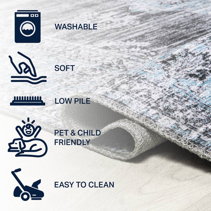 JONATHAN Y Wincer Bohemian Distressed Chenille Machine-Washable Area Rug