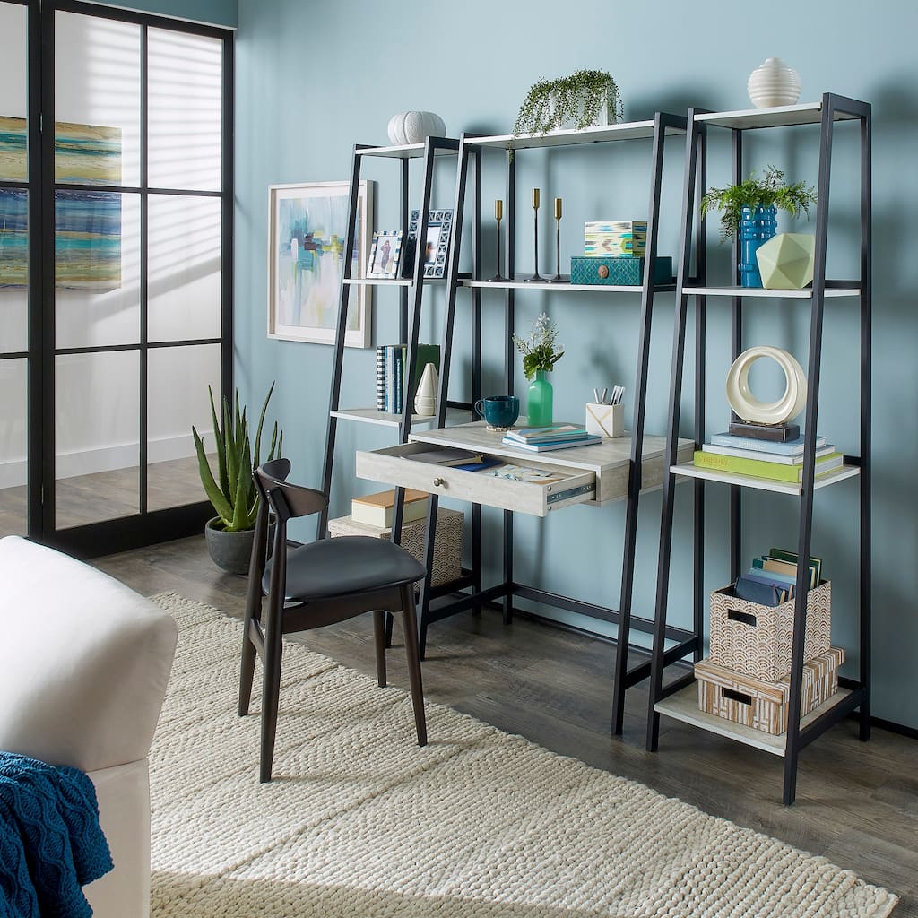 Naya Marble 3-Piece Ladder Desk and Bookcase Set by iNSPIRE Q Modern